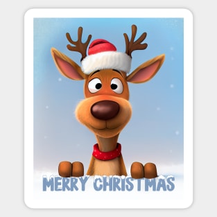 Christmas Reindeer Wishing a Merry Christmas Sticker